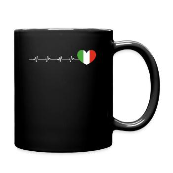 Herzschlag Herzlinie Herzfrequenz Italien Flagge - Tasse einfarbig - Schwarz - Rechts