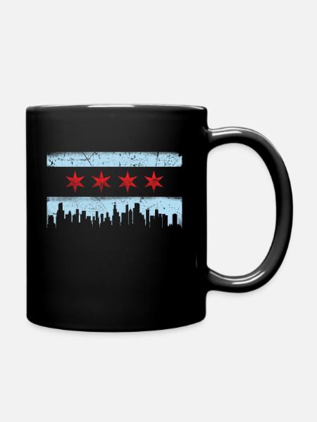 Chicago Skyline Drapeau Chicagoan Vêtements cadeau - Mug uni - noir