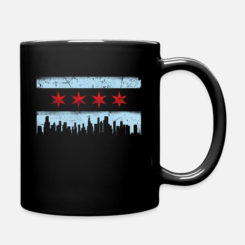 Chicago Skyline Flag Chicagoan Apparel Geschenk - Tasse einfarbig - Schwarz