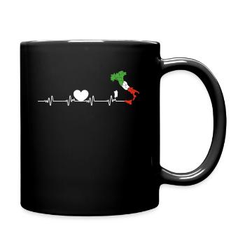 Herzschlag Herzlinie Herzfrequenz Italien Stiefel - Tasse einfarbig - Schwarz - Rechts