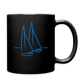 Herzschlag Segelboot Segler Kapitän - Tasse einfarbig - Schwarz - Rechts