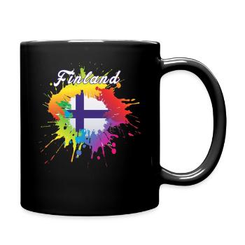 Finlande Flag Pride Gay Coloré Splash Finlandais - Mug uni - noir - Droite