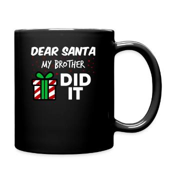 Funny Christmas Santa Brother Sibling Pun Xmas - Full Colour Mug - black - Right