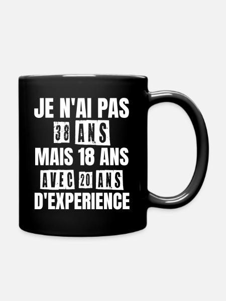 Cadeau d'anniversaire 38 ans - Mug uni - noir