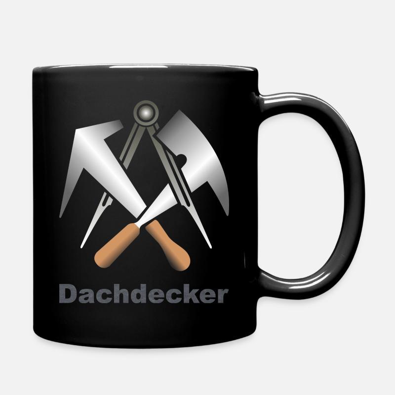 Handwerkszeichen, Dachdecker, Logo, Wappen - Tasse einfarbig - Schwarz