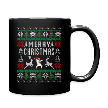 Merrry Christmas Einhorn Weihnachten Xmas - Tasse einfarbig - Schwarz - Rechts