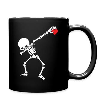 Dabbing Skeleton Heart Valentine Day Love Heart - Tasse einfarbig - Schwarz - Rechts