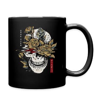 Edgy Skull and Flowers Game Over Goth Vaporwave - Full Colour Mug - black - Right