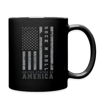 Rock N Roll United States America Flag USA - Full Colour Mug - black - Right