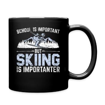 School is important Skiing is more important - Full Colour Mug - black - Right