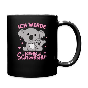Ich werde große Schwester 2022 für Geschwister - Tasse einfarbig - Schwarz - Rechts