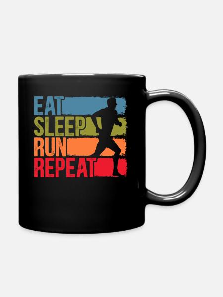 Eat Sleep Run Repeat Marathon Läufer Laufen - Tasse einfarbig - Schwarz
