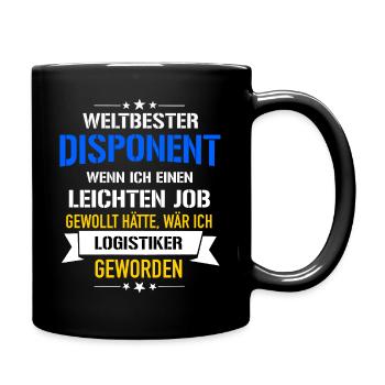 Lustiger Spruch Weltbester Disponent Logistiker - Tasse einfarbig - Schwarz - Rechts