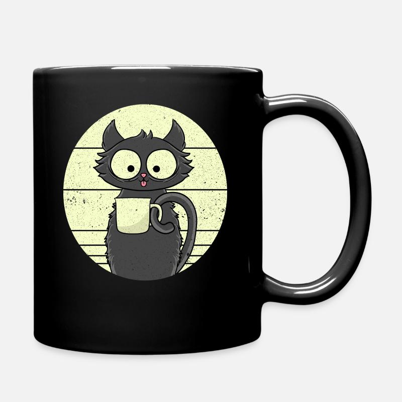 Kaffee Katze - Tasse einfarbig - Schwarz