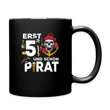 5 jähriger Pirat 5. Geburtstag Achtung Ich Bin 5 - Tasse einfarbig - Schwarz - Rechts