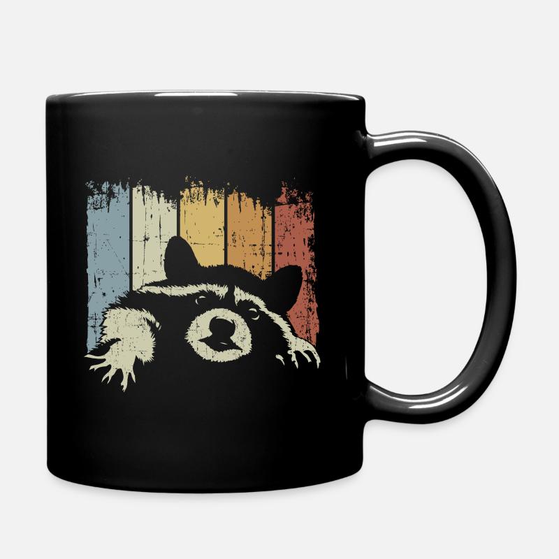 Vintage Waschbär - Tasse einfarbig - Schwarz