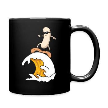 Weißwurst Bierwelle Wurstsurfer Surfen Bier - Tasse einfarbig - Schwarz - Rechts