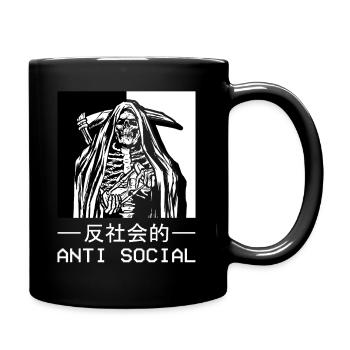 Skeleton Grim Reaper Antisocial Angel of Death - Full Colour Mug - black - Right