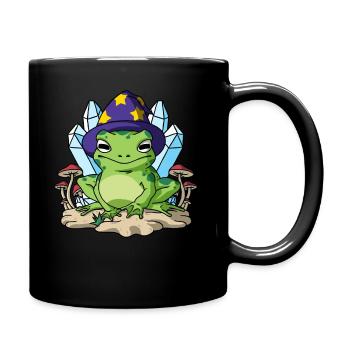 Cottagecore Aesthetic Frog Wizard Hat Mushroom - Full Colour Mug - black - Right