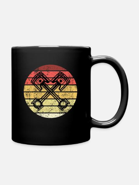 Kolben retro | Auto Mechaniker tuning - Tasse einfarbig - Schwarz