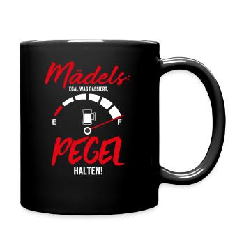 Mädels Egal was passiert Pegel halten - Tasse einfarbig - Schwarz - Rechts