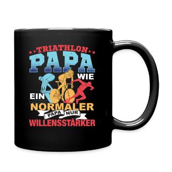 Laufen Triathlon Papa nur Willensstärker Triathlon - Tasse einfarbig - Schwarz - Rechts
