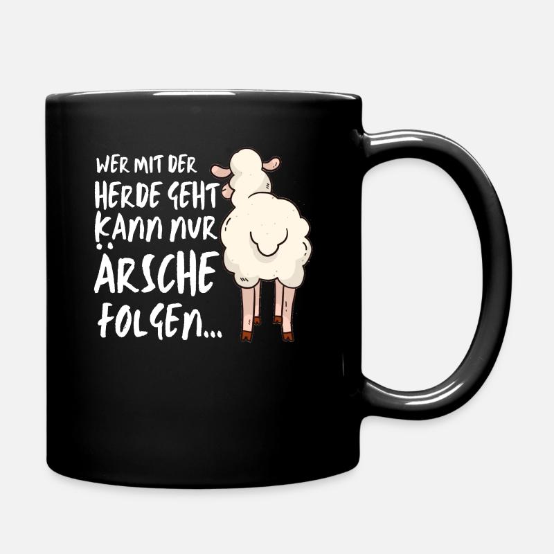 Schaf Herde Ärsche Folgen Unikat Original Spruch - Tasse einfarbig - Schwarz
