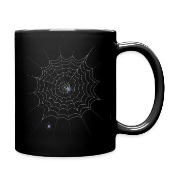 Spinnennetz, Spinne, Halloween - Tasse einfarbig - Schwarz - Rechts