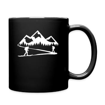 Skitouren Tourenski Geschenk - Tasse einfarbig - Schwarz - Rechts