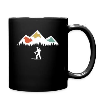 Vintage Retro Berg Tourenski Skitouren - Tasse einfarbig - Schwarz - Rechts