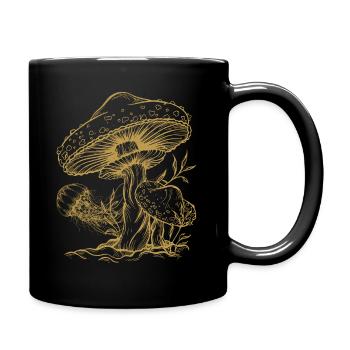 Cottagecore Aesthetic Mushroom Jellyfish Mycology - Full Colour Mug - black - Right