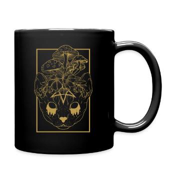 Cottagecore Aesthetic Gothic Katze Dark Academia - Tasse einfarbig - Schwarz - Rechts