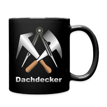 Handwerkszeichen Dachdecker - Tasse einfarbig - Schwarz - Rechts