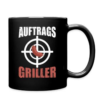 Auftragsgriller Fleisch und Wurst grillen mit - Tasse einfarbig - Schwarz - Rechts