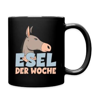 Esel der Woche lustig Fußball und Sport Tollpatsch - Tasse einfarbig - Schwarz - Rechts