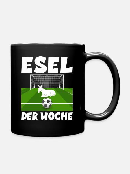 Esel der Woche Torwart Spieler und Fußball - Tasse einfarbig - Schwarz