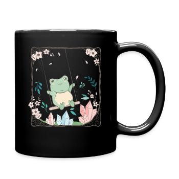 Cottagecore Esthétique Kawaii Grenouille Fleur de Cerisier - Mug uni - noir - Droite