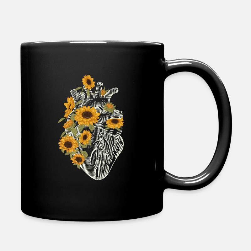 Cœur anatomique Fleurs de tournesol Cœur - Mug uni - noir
