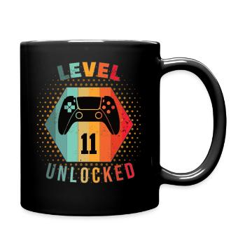 Jungs 11.Geburtstag LvL 11 UNLOCKED Teenager 2011 - Tasse einfarbig - Schwarz - Rechts