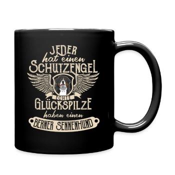 Berner Sennenhund mit Schutzengel Spruch - Tasse einfarbig - Schwarz - Rechts