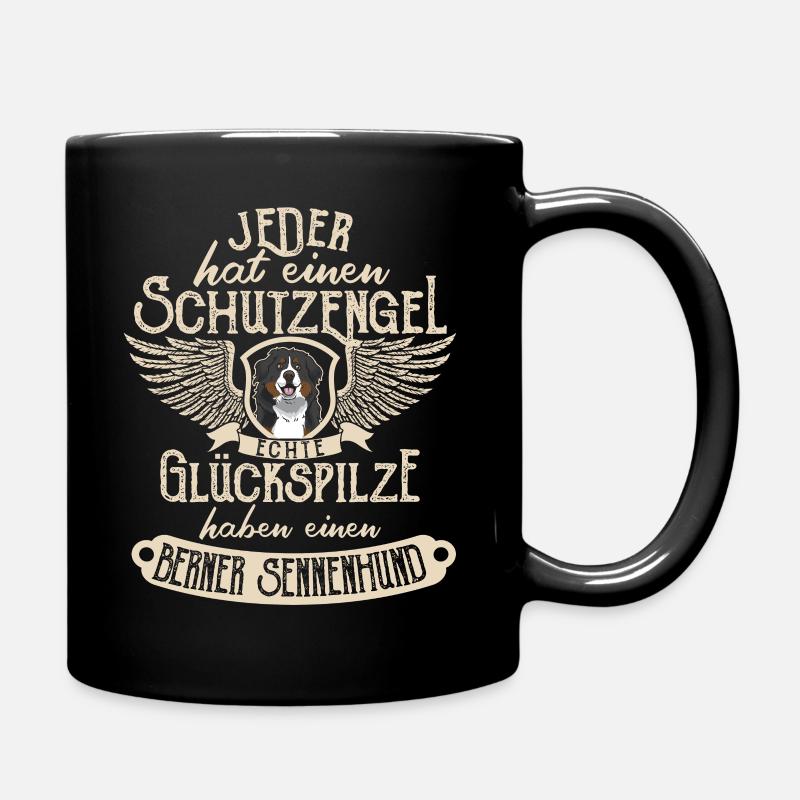 Berner Sennenhund mit Schutzengel Spruch - Tasse einfarbig - Schwarz
