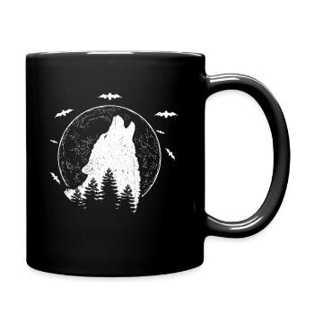 Wolf Wölfe Raubtier Geschenk Werwolf Anführer Chef - Tasse einfarbig - Schwarz - Rechts