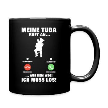 Meine Tuba ruft an Tubist Orchester Tubaspieler - Tasse einfarbig - Schwarz - Rechts