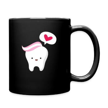 Zahnarzt Zahn Zahnärztin Dentist Zähne Geschenk - Tasse einfarbig - Schwarz - Rechts