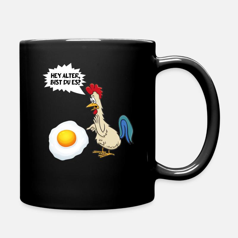 Lustiges Huhn mit Spiegelei, Sarkasmus, Hühner - Tasse einfarbig - Schwarz