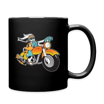 Motorradfahrer Hase Raucher Rauchendes Kaninchen - Tasse einfarbig - Schwarz - Rechts