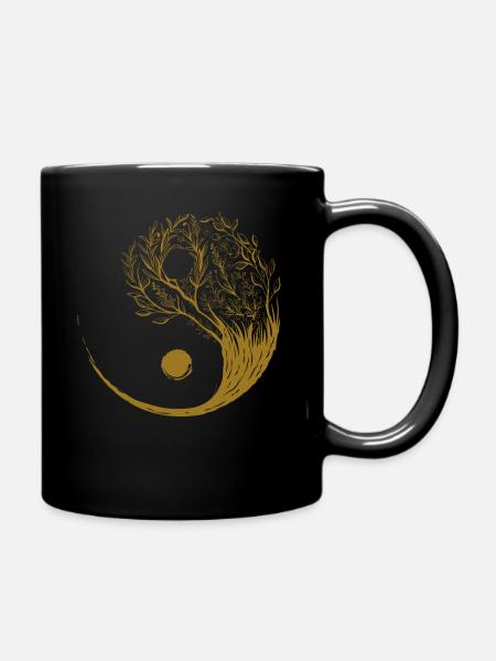Cottagecore Aesthetic Ying Yang Tai Chi Goblincore - Full Colour Mug - black