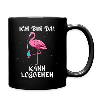 Ich bin da kann losgehen Flamingo Party Saufen - Tasse einfarbig - Schwarz - Rechts