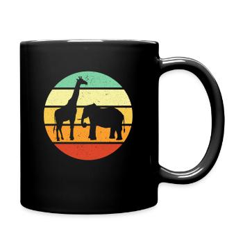 Zoo Besucher Tierfan Geschenk Zoo Giraffe Elefant - Tasse einfarbig - Schwarz - Rechts