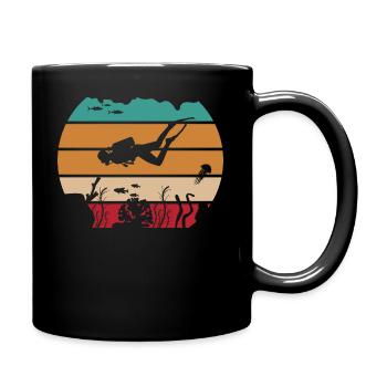 Ozean Tauchen Retro Taucher - Tasse einfarbig - Schwarz - Rechts